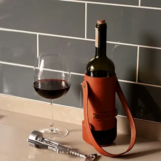 Şarap Taşıma Çantası / Deri Şarap Kılıfı