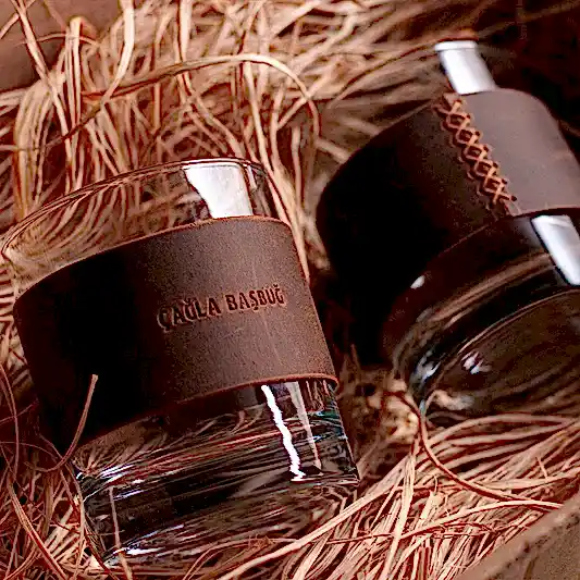 Deri Kaplı Viski Bardağı