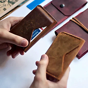 el yapımı deri kartlık cüzdan