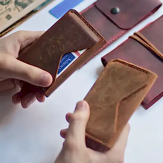 el yapımı deri kartlık cüzdan